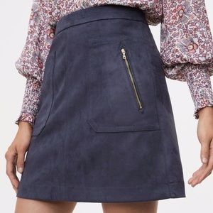 Loft suede blue skirt with gold detailed zippers